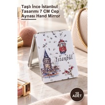 10 Adet El Aynası Taşlı İnce İstanbul Tasarımı 7 Cm Cep Aynası Hand Mirror Diğer