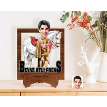 Kişiye Özel Beyaz Atlı Prens Karikatürlü Ahşap Standlı 3D Biblo-1