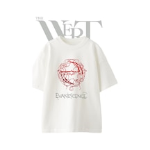 Thewert Evanescence Logo Tasarım Baskılı Ünisex Beyaz Oversize T-shirt