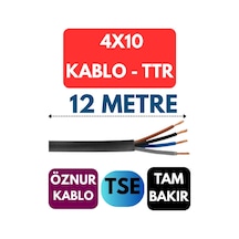 Öznur 4x10 Ttr Kablo Metre Seçenekli Siyah - 12 Metre