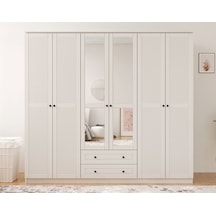 Rabi Mobilya Diva Country 6 Kapak 2 Çekmece Aynalı Mega Gardırop