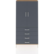 Arges Dolap 3 Raflı 4 Çekmeceli 2 Kapaklı 88x30x182 Çam-antrasit Atlas Çam