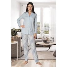 Effortt 8072 Önden Düğmeli Lohusa Pijama Takım Gri
