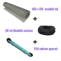 20 Mt Siyah Sineklik Contası + Fitil Çekme Aparatı + 400x120 Cm S