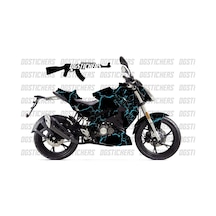 Benelli 125s Craked Mavi Siyah Tasarımı Sticker Etiket Modeli