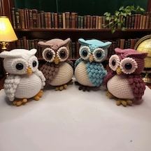 Oldfriend Döner Başlı Beyaz Kahverengi Mavi Pembe Baykuş Tığ İşi Kiti Yapım Seti