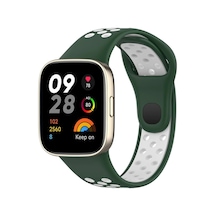 Redmi Watch 3 Spor Delikli Kordon - Haki Yeşil-beyaz