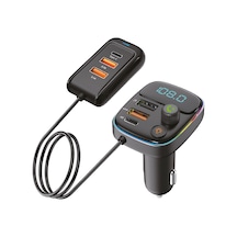 Bluetooth Fm Transmitter Araç Şarj Cihazı Çakmaklık Çoklu Usb Type-c Adaptör