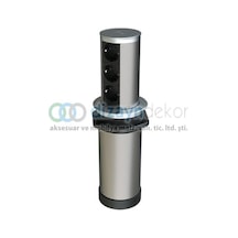 Tower-line Bas-aç Masaüstü Priz Kutusu - Gümüş - 3 Prizli