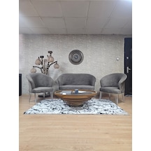 Zafir Teddy Takım Krom Kaplama Telli Ayak Çay Seti Koltuk - Berjer , Balkon, Salon, Ofis Kahverengi