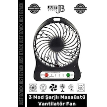 Masafanı 3 Mod Şarjlı Aydınlatmalı Sessiz Mini Pervaneli Soğutucu Küçük Masaüstü Vantilatör Fan