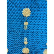 Nakış İşlemeli Kadife Elbiselik Kumaş 500x150cm 004 Çok Renkli