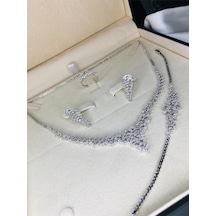 Kadın Gümüş Set - Balın Zirconia Taşlı Su Yolu Set • Işıklı Kutuda • Düğün • Nişan • Gelin Seti