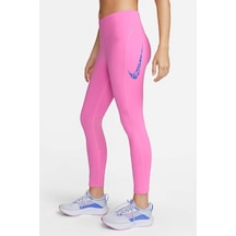 Nike Dri Fit Fast Mid Rise 7/8 Leggings Tight Kadın 3 Cepli Spor Tayt Pembe Pembe