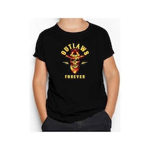 Zepplin Giyim Red Dead Redemption 2 Outlaws Forever Skull Siyah Çocuk Tişört Siyah