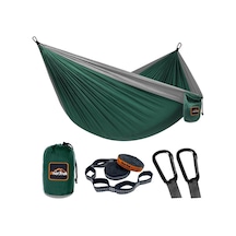 Anortrek Ultra Hafif Kamp Hamak Seti, 230 Kg Taşıma, Ağaç Askı Kayışlı Tek/çift Salıncak Yeşil Gri
