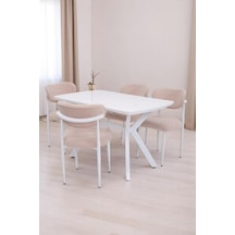Venedik Polo Mdf Lak Panel Açılır Mutfak Masa Sandalye Takımı 80 130cm beyaz