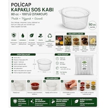 Policap Kapaklı Sos Kabı 80 Cc 100'lü Starcup