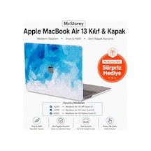 Macbook Air 13 İnç Kılıf A2337 M1 A2179 A1932 Uyumlu Hard Case Sert Kapak Suluboya Desenli Uv Baskılı Koruyucu Kılıf İnce Hafif Laptop Kılıfı Açık Mavi Belirtilmemiş