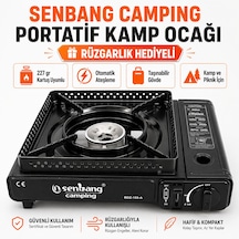 Senbang Camping Portatif Kamp Ocağı 1 Adet Gaz Hediyeli Taşınabilir Piknik Ve Kamp Ocak Siyah