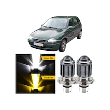 Opel Corsa B 1993-2000 Uyumlu Mercekli Far Ampulü Led Xenon Çift Renk Sarı-beyaz Far Şimşek Etkili Led Lamba Uzun LED Far 54032601