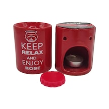 Keep Relax And Enjoy Rose Seramik Buhurdanlık ve Wax Mum