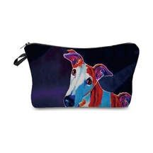 Unimarket Hz4516 Köpek Tote Köpek Kişiselleştirilmiş Yağlıboya Greyhound Baskı Taşınabilir Kadın Çocuk Kalem Kutusu Kadın Makyaj Çantası Yuıxa2