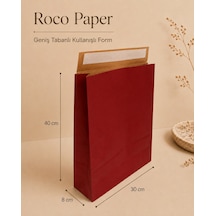 Yapışkan Bantlı Kraft Kese Kağıdı, Bordo Renk, 30x40x10 Cm - 24'lü Paket, Hediye Ve Kargo Zarfı