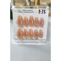 Nude Protez Tırnak Small Beden 10 Adet El Yapımı Takma Tırnak Seti 3506 Dark Nude