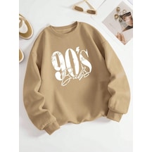 Startmore Kahverengi Unisex Erkek/kadın 90's Özel Renkli Oversize Bisiklet Yaka Pamuklu