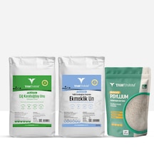 Tam Tarım Glutensiz Çiğ Karabuğday Unu 2 KG + Glutensiz %100 Tam Çiğ Karabuğday Unu 2 KG + Psyllium Karnıyarık Otu Tozu 100 G