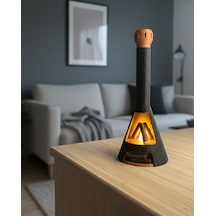 Elana Design Şömine Led Dekoratif Mumluk Masa Üstü Ambiyans Lambası Led Mum Dahil Siyah