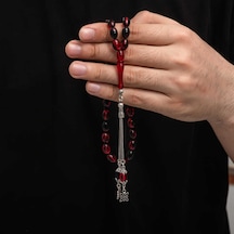 Gümüş Püskül Sıkma Kehribar Tesbih Karışık