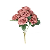Yapay 9lu Lüx Iri Gül Demeti Pastel Pembe