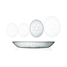 Decocia 1 Adet 29 Cm Oval Cam Salata Sunum Tabağı Vega Desenli