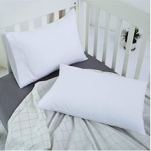 2li Set Beyaz Bebek Yastık Kılıfı 35x45 %100 Pamuklu Kapaklı