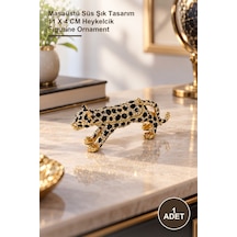 1 Adet Leopar Figürü Taşlı Dekoratif Minyatür Masaüstü Süs Şık Tasarım 11 X 4 Cm Heykelcik Figurine Ornament