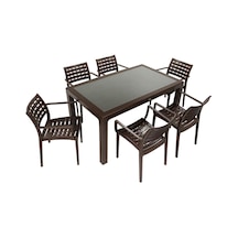Mandella Wood 90x150 Cafe Koltuk Camlı Masa Takımı Kahverengi Çok Renkli
