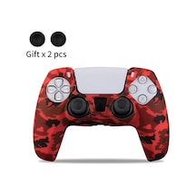 Silikon Koruyucu Kol Örtüsü Ps5 Denetleyici Aksesuarları Kauçuk Kılıf Ps5 Ince Camo-red