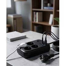4 Prizli Usb Ve Type-c Çoklu Şarj İstasyonu Uczzzcokluakımkorumapriz3441-2 1