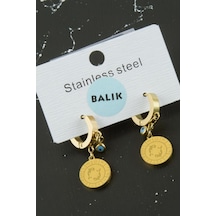 Kadın Nazar Boncuklu Çelik Balık Burç Küpe 88873