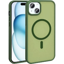 Rba Aksesuar Apple Uyumlu iPhone 15 Kılıf M-safe Şarj Özellikli Mat Arka Yüzey Rba Sio Kapak - Koyu Yeşil Yeşil