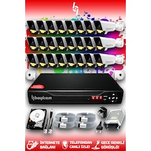 Bayicam 24 Kameralı Süper 24 Dış Kamera Set 320 GB 5 MP 2K Renkli Gece Görüşlü Güvenlik Kamerası Sistemi