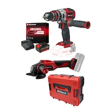 Einhell TP-CD 18 Li-i Bl Akülü Darbeli Vidalama + Axxio 18/115 Akülü Taşlama Seti 4AH Starterkit + Çanta