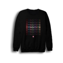 Dynamite Baskılı Bisiklet Yaka Sweatshirt Siyah