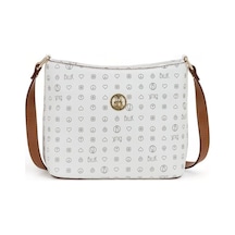 Bilik Deri Monogram Beyaz/taba Kadın Çapraz Askılı Çanta Nv 1008- 001