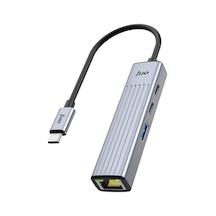 Juo Type-c 4 Portlu 1x Usb-a 1x Type-c Rj45 Gigabit Ethernet 100w Pd Şarj Girişi Çoklayıcı Dönüştürücü Hub