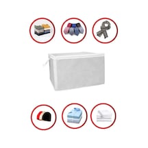 4 Adet Gri Çizgili Fermuarlı Mini Boy Hurç Yastık-kazak-kıyafet Düzenleyici 45 40 30 Cm Gri-beyaz