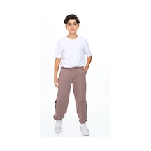 Toontoy Kids Toontoy Erkek Çocuk Beli Paçası Lastikli Kargo Cepli Asimetrik Eşofman Altı - 2 İplik Kahve