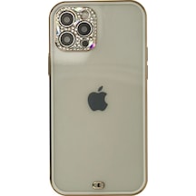 Apple iPhone Uyumlu-  12 Pro Max Kılıf Liva Taşlı Silikon - Beyaz Çok Renkli